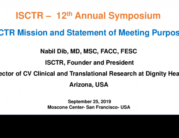 ISCTR Mission and Statement of Meeting Purpose