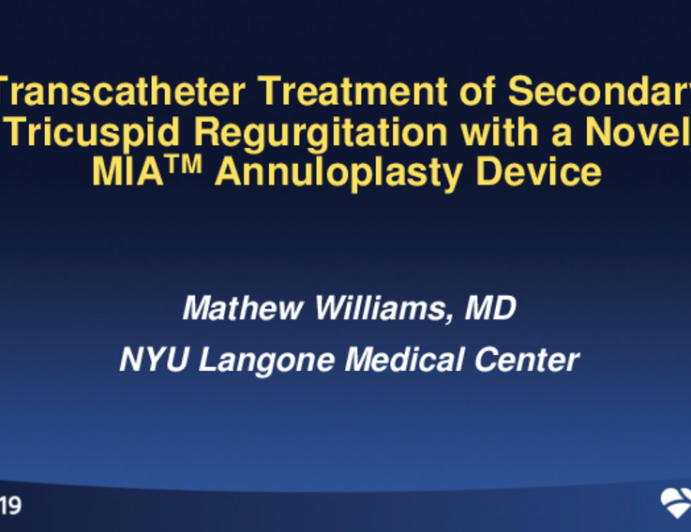 Featured Technological Trends: Mitral, Tricuspid, and Other SHD Technologies - Transcatheter Treatment of Secondary Tricuspid Regurgitation With the Novel MIATM Percutaneous Annuloplasty System