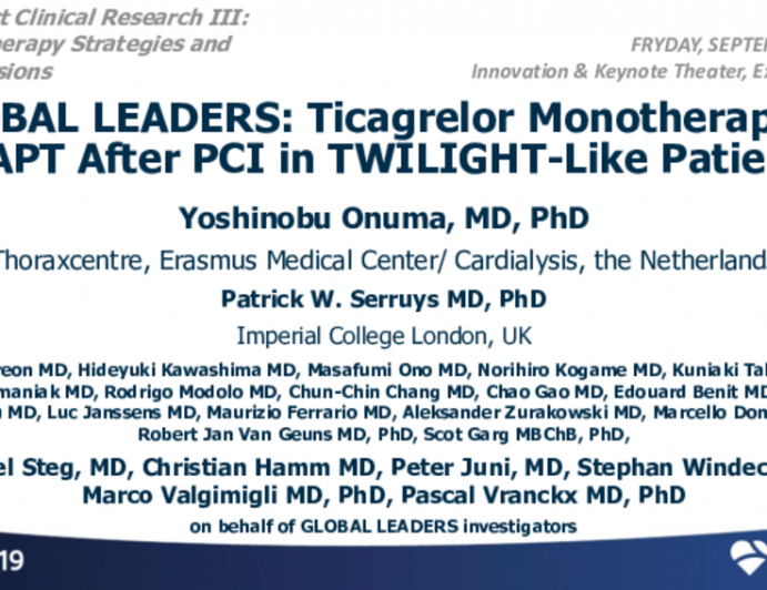 GLOBAL LEADERS: Ticagrelor Monotherapy vs. DAPT After PCI in TWILIGHT-Like Patients