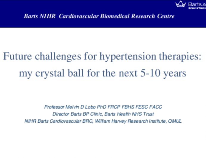 Future Challenges for Hypertension Therapies: My Crystal Ball for the Next 5-10 years