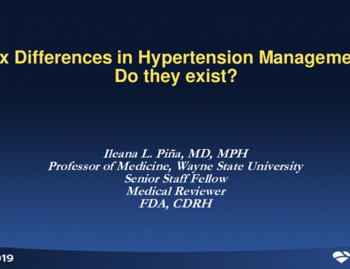 Sex-Based Differences in Hypertension Management: Do They Exist?