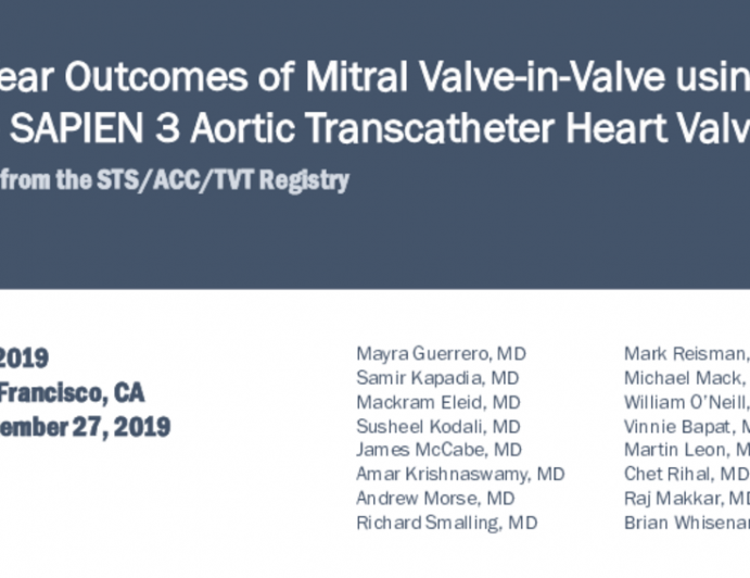 Mitral Valve-in-Valve: 1-Year Outcomes of Transcatheter Mitral Valve Replacement for Degenerated Mitral Bioprotheses