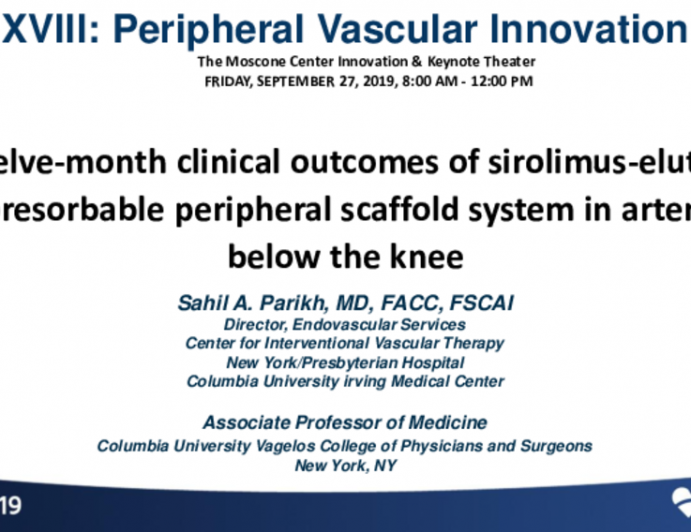 12-Month Clinical Outcomes of Sirolimus-Eluting Bioresorbable Peripheral Scaffold System in Arteries Below the Knee