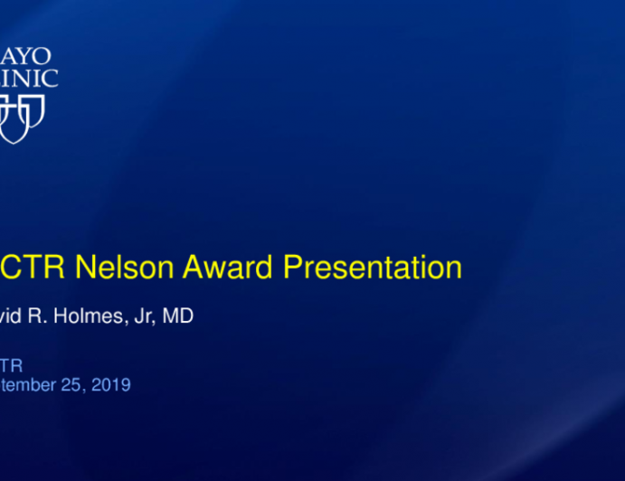 Presentation of the ISCTR-Nelson Award