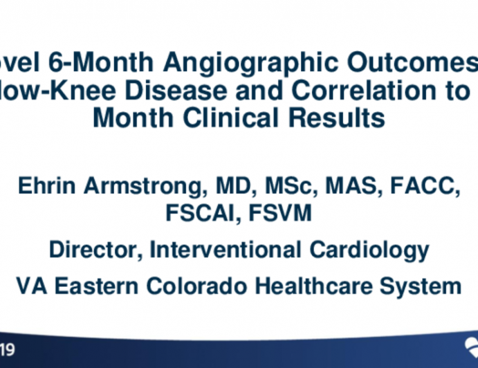 TCT 60: Novel 6-Month Angiographic Outcomes in Below-Knee Disease and Correlation to 12-Month Clinical Results