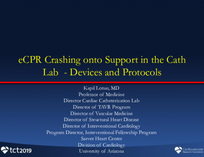 eCPR Crashing Onto Support in the Cath Lab: Devices and Protocols
