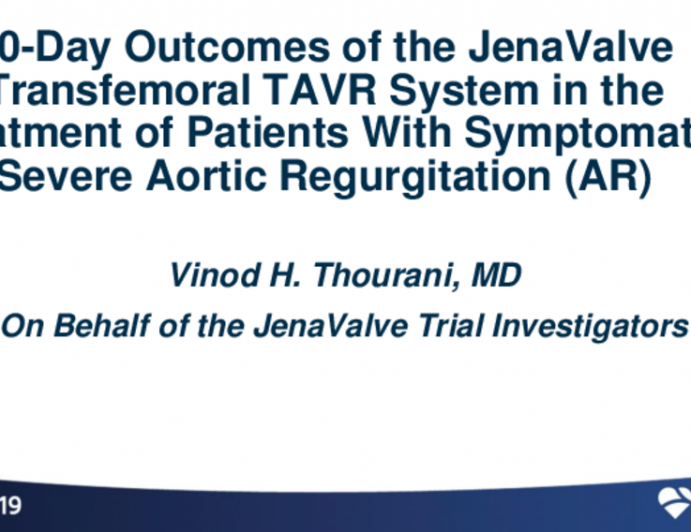 30-Day Outcomes From an Early Feasibility Study to Assess the Safety and Effectiveness of a Novel Transfemoral TAVR System for the Treatment of Patients With Symptomatic Severe Aortic Regurgitation