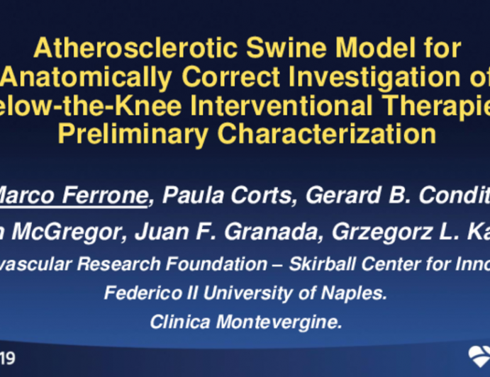 TCT 59: Atherosclerotic Swine Model for Anatomically Correct Investigation of Below-the-Knee Interventional Therapies: Preliminary Characterization