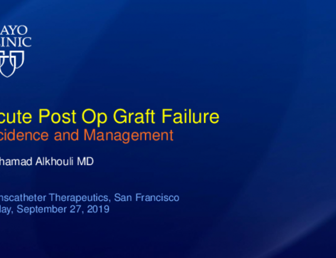 Acute Post-Op Graft Failure: Incidence and Management