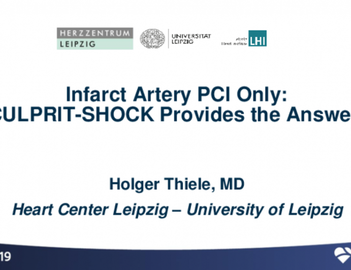 Debate 2: Complete Revascularization in STEMI With MVD and Shock - Infarct Artery PCI Only: CULPRIT Shock Provides the Answer!