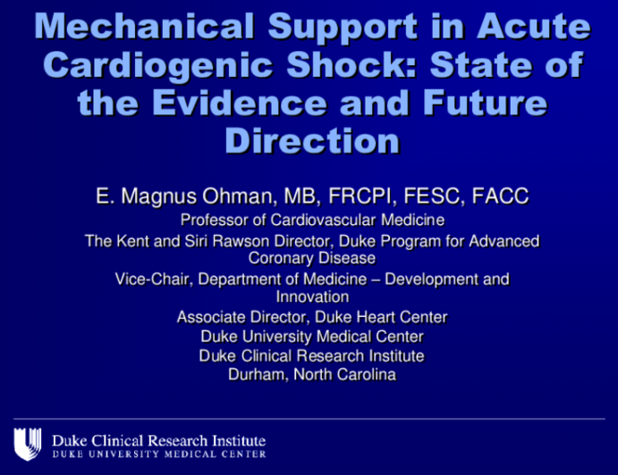 Mechanical Support in Acute Cardiogenic Shock: State of the Evidence and Future Directions