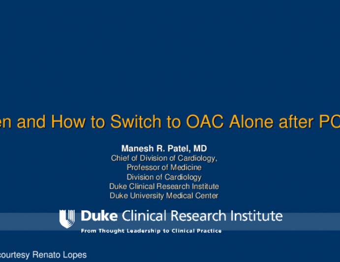 When and How to Switch to OAC Alone After PCI?