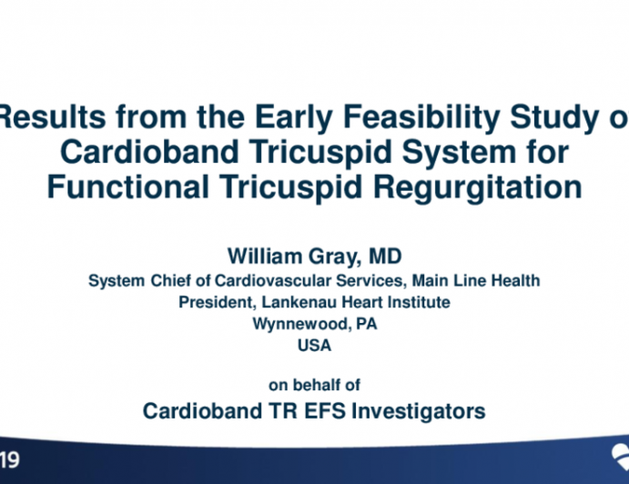 TCT 93: Results From the Early Feasibility Study of Cardioband Tricuspid System for Functional Tricuspid Regurgitation