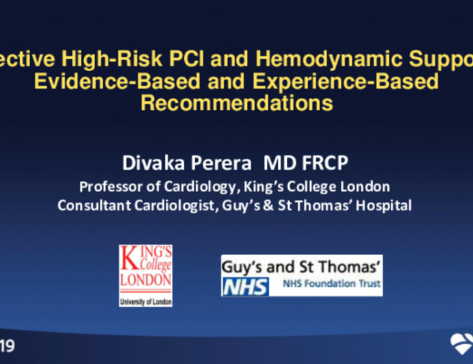 Elective High-Risk PCI and Hemodynamic Support: Evidence-Based and Experience-Based Recommendations