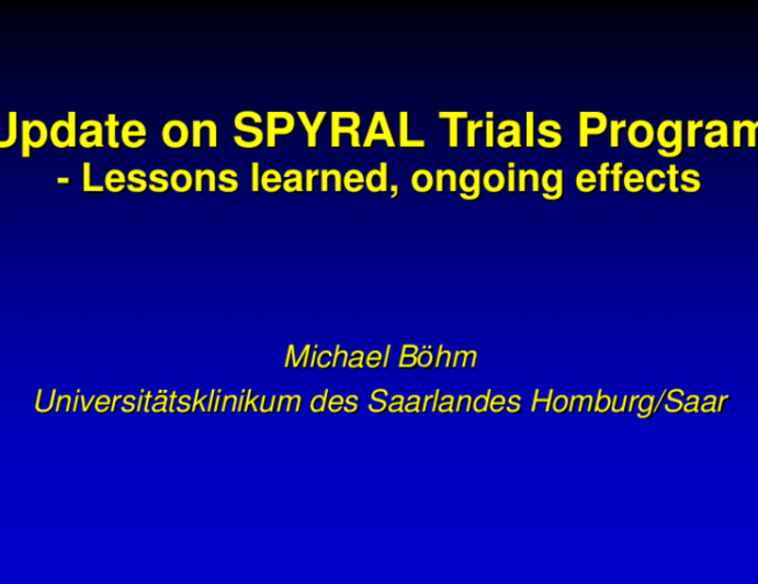 Update on SPRYRAL Trials Program (Radiofrequency Renal Denervation): Lessons Learned, Ongoing Efforts