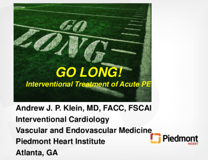 Case 2: Interventional Treatment of Acute Pulmonary Emboli