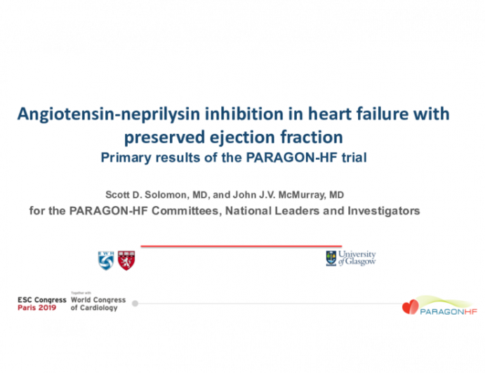 Angiotensin-neprilysin inhibition in heart failure with preserved ejection fraction Primary results of the PARAGON-HF trial
