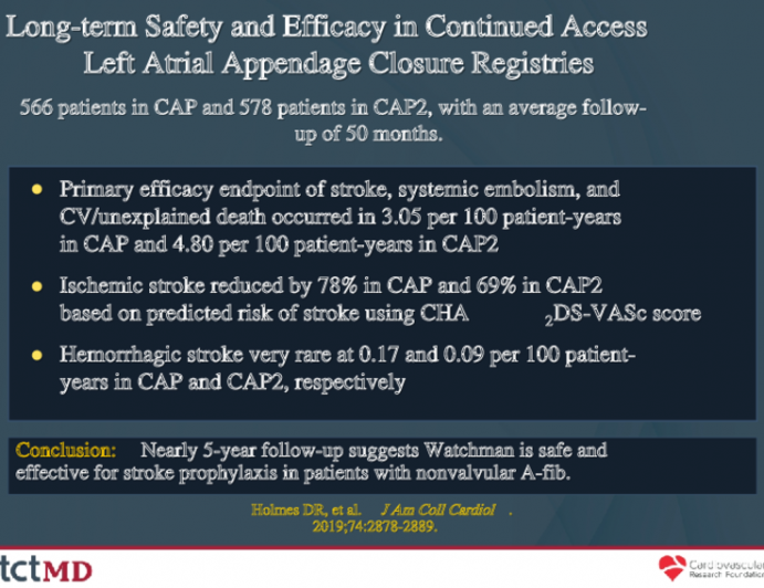 Long-term Safety and Efficacy in Continued Access Left Atrial Appendage Closure Registries