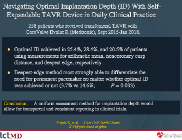  Navigating Optimal Implantation Depth (ID) With Self-Expandable TAVR Device in Daily Clinical Practice