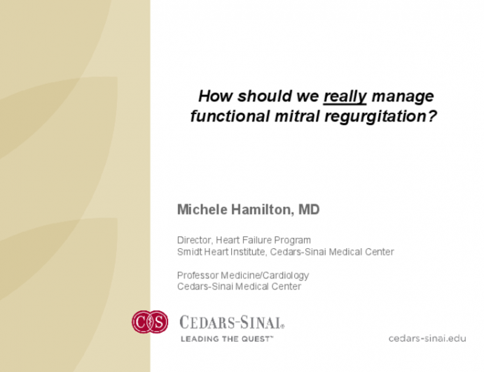 How should we really manage functional mitral regurgitation?