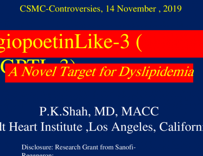 AngiopoetinLike-3 ( ANGPTL-3) : A Novel Target for Dyslipidemia