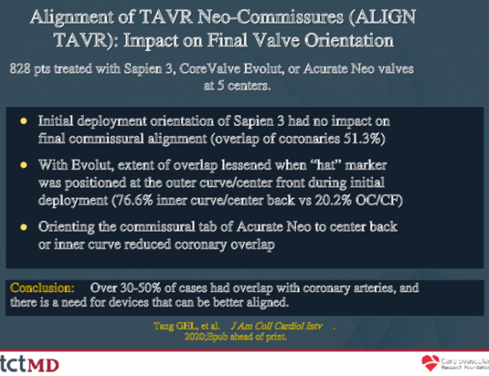 Alignment of TAVR Neo-Commissures (ALIGN TAVR): Impact on Final Valve Orientation