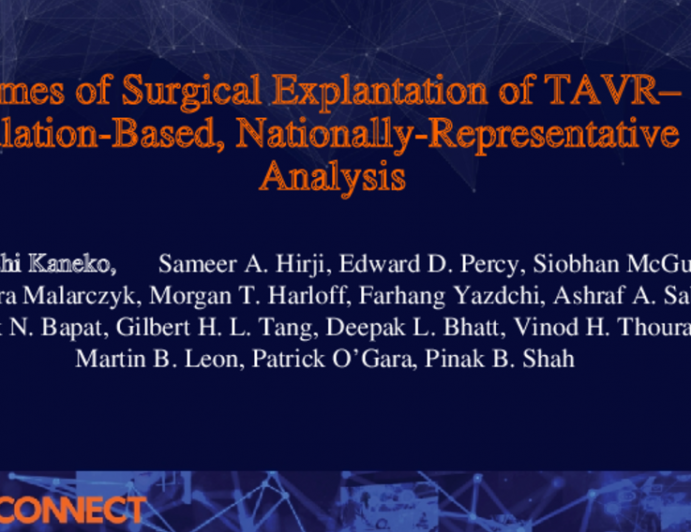 Outcomes of Surgical Explantation of TAVR– A Population-Based, Nationally-Representative Analysis