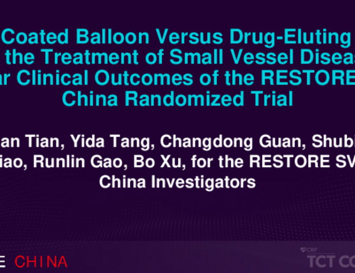 TCT 257: Drug-Coated Balloon Versus Drug-Eluting Stent for the Treatment of Small Vessel Disease: 3-Year Clinical Outcomes of the RESTORE SVD China Randomized Trial