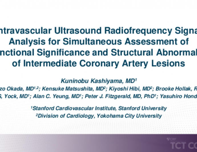 TCT 284: Intravascular Ultrasound Radiofrequency Signal Analysis for Simultaneous Assessment of Functional Significance and Structural Abnormality of Intermediate Coronary Artery Lesions