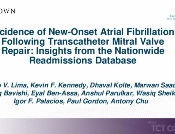TCT 356: Incidence of New Onset Atrial Fibrillation Following Transcatheter Mitral Valve Repair: Insights From the Nationwide Readmissions Database
