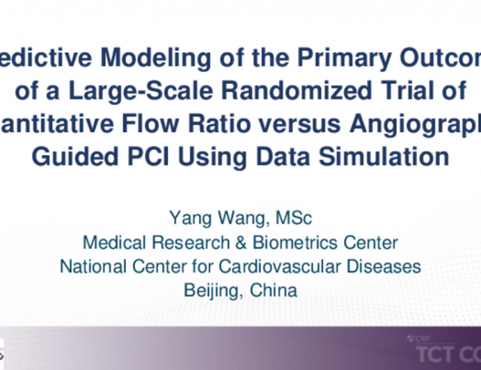 TCT 396: Predictive Modeling of the Primary Outcome of a Large-Scale Randomized Trial of Quantitative Flow Ratio versus Angiography-Guided PCI Using Data Simulation