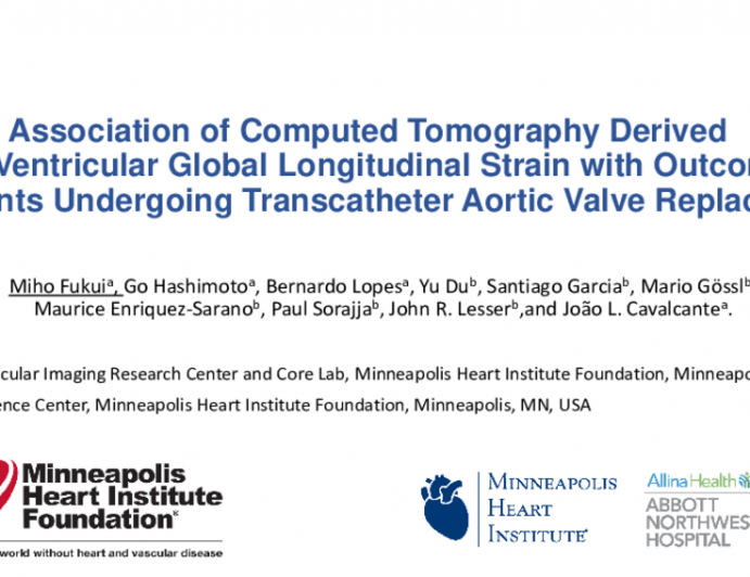 TCT 083: Association of Computed Tomography Derived Left Ventricular Global Longitudinal Strain With Outcomes in Patients Undergoing Transcatheter Aortic Valve Replacement
