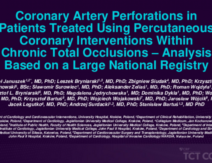 TCT 233: Coronary Artery Perforations in Patients Treated Using Percutaneous Coronary Interventions Within Chronic Total Occlusions – Analysis Based on a Large National Registry