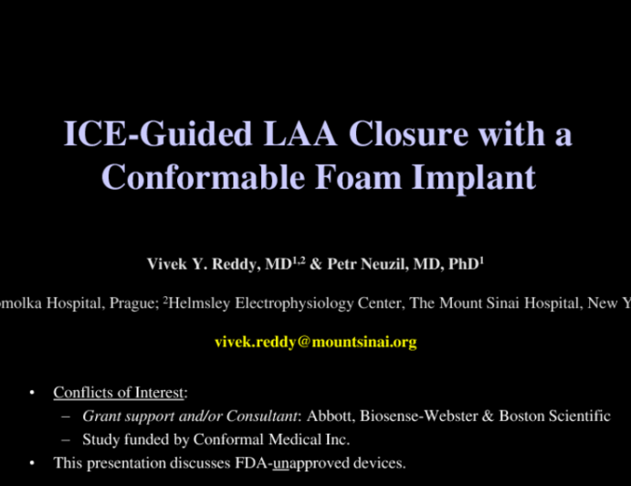 TCT 446: ICE-Guided LAA Closure With a Conformable Foam Implant