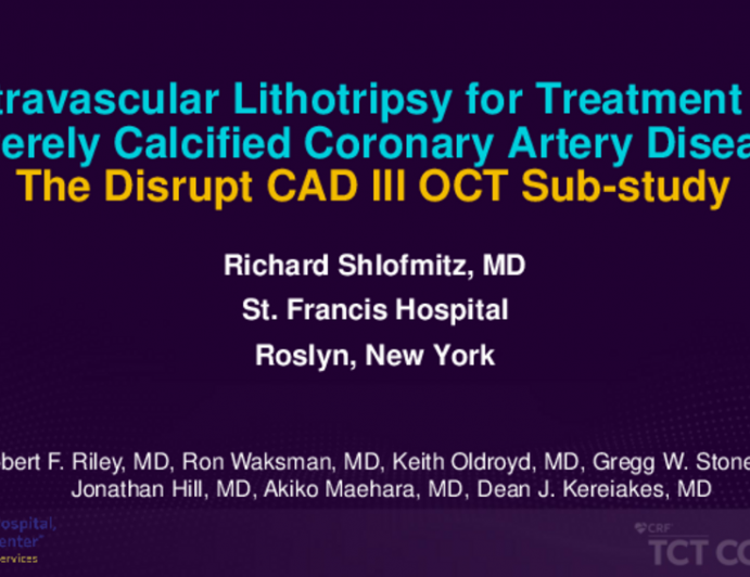 TCT 404: Intravascular Lithotripsy for Treatment of Severely Calcified Coronary Stenoses: Results From the Disrupt CAD III Optical Coherence Tomography Sub-study