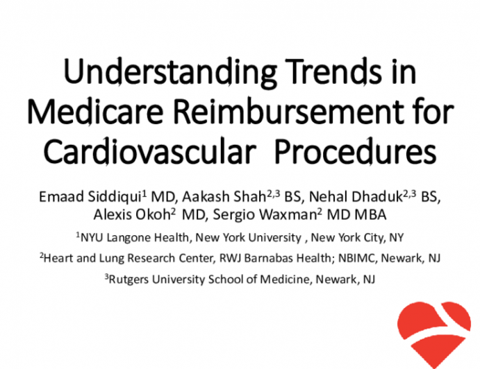 TCT 225: Understanding Trends in Medicare Reimbursement for Cardiovascular Procedures