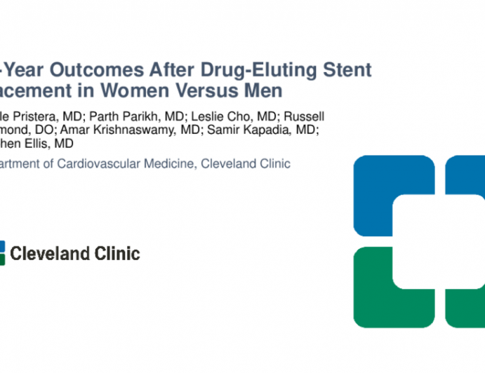 TCT 391: 10-Year Outcomes After Drug-Eluting Stent Placement in Women Versus Men
