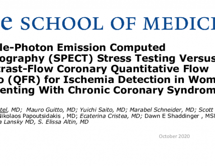 TCT 206: Single-Photon Emission Computed Tomography (SPECT) Stress Testing Versus Contrast-Flow Coronary Quantitative Flow Ratio (QFR) for Ischemia Detection in Women Presenting With Chronic Coronary Syndromes