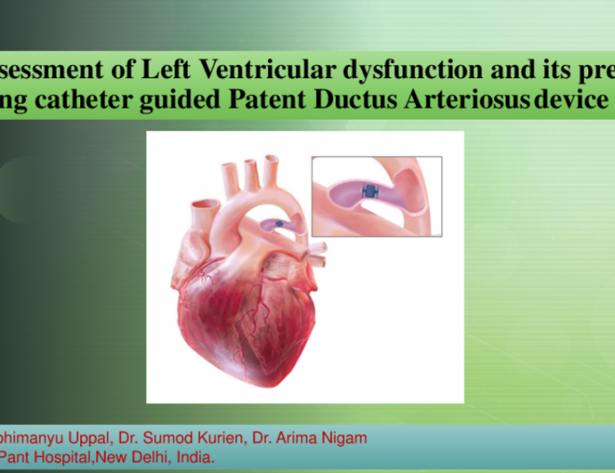 TCT 201: Assessment of LV Dysfunction and its Predictors Following Catheter Guided Patent Ductus Arteriosus Device Closure