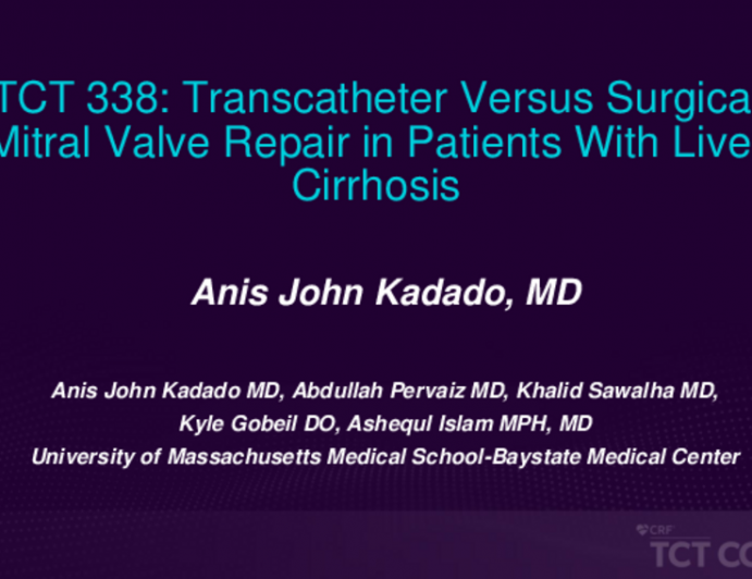 TCT 338: Transcatheter Versus Surgical Mitral Valve Repair in Patients With Liver Cirrhosis