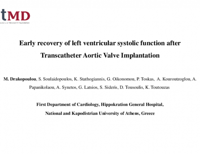 TCT 102: Early Recovery of Left Ventricular Systolic Function After Transcatheter Aortic Valve Implantation