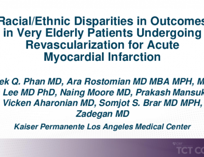 TCT 020: Racial/Ethnic Disparities in Outcomes in Very Elderly Patients Undergoing Revascularization for Acute Myocardial Infarction