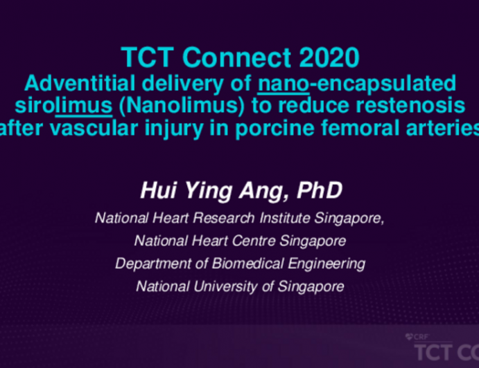 TCT 374: Adventitial Delivery of Nano-encapsulated Sirolimus (Nanolimus) to Reduce Restenosis in Injured Porcine Femoral Arteries