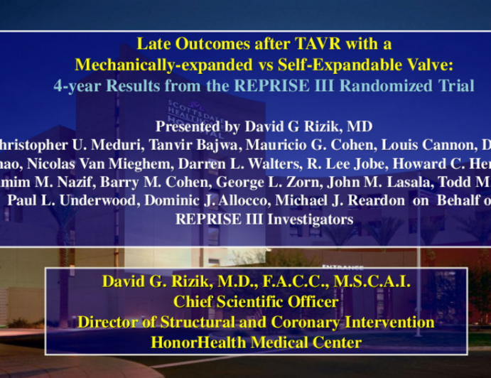 TCT 081: Late Outcomes After Transcatheter Aortic Valve Replacement With a Mechanically-Expanded Versus Self-Expandable Valve: 4-year Results From the REPRISE III Randomized Trial