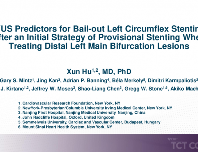 TCT 312: IVUS Predictors for Bail-out Left Circumflex Stenting After an Initial Strategy of Provisional Stenting When Treating Distal Left Main Bifurcation Lesions