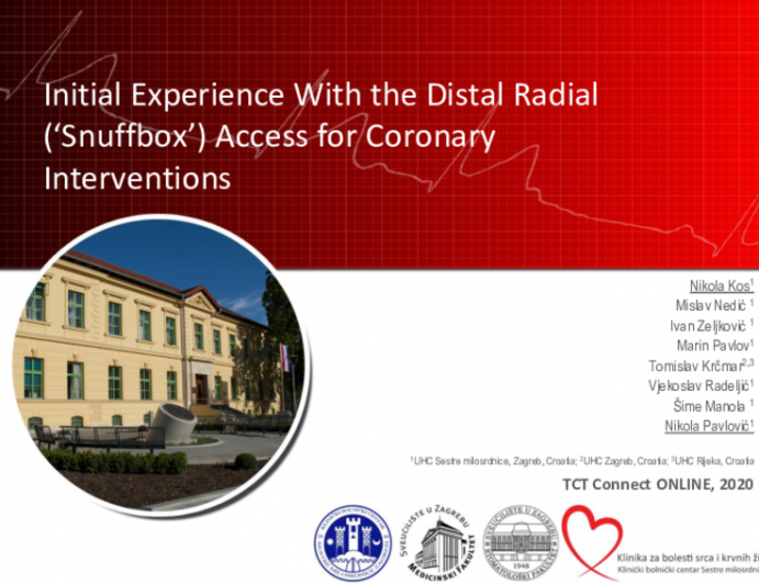 TCT 427: Initial Experience With the Distal Radial (‘Snuffbox’) Access for Coronary Interventions