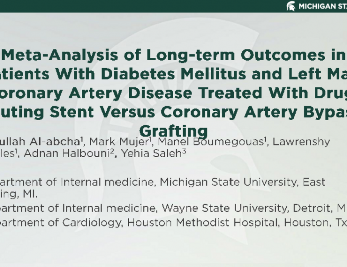 TCT 304: Meta-Analysis of Long-term Outcomes in Patients With Diabetes Mellitus and Left Main Coronary Artery Disease Treated With Drug-eluting Stent Versus Coronary Artery Bypass Grafting