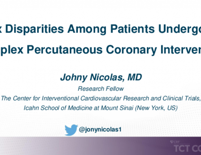 TCT 378: Sex Disparities Among Patients Undergoing Complex Percutaneous Coronary Intervention (PCI): Insights From a Single Center Large Volume PCI Registry