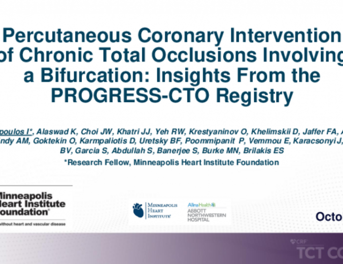 TCT 236: Percutaneous Coronary Intervention of Chronic Total Occlusions Involving a Bifurcation: Insights From the PROGRESS-CTO Registry