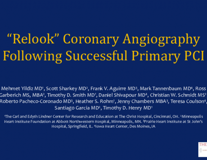 TCT 036: Relook Coronary Angiography Following Successful Primary PCI